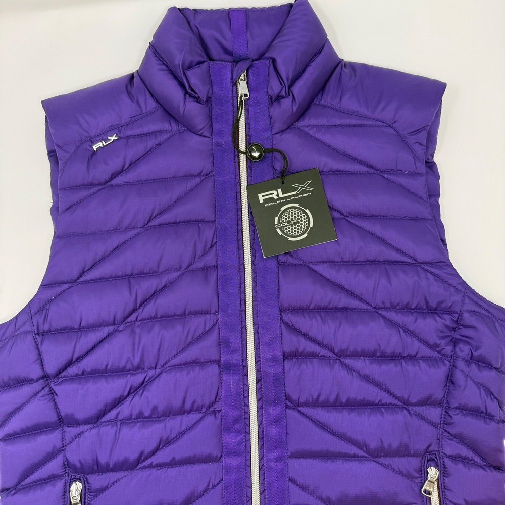 RLX Ralph Lauren Golf Pendulum Down Vest British Purple Womens Medium NEW